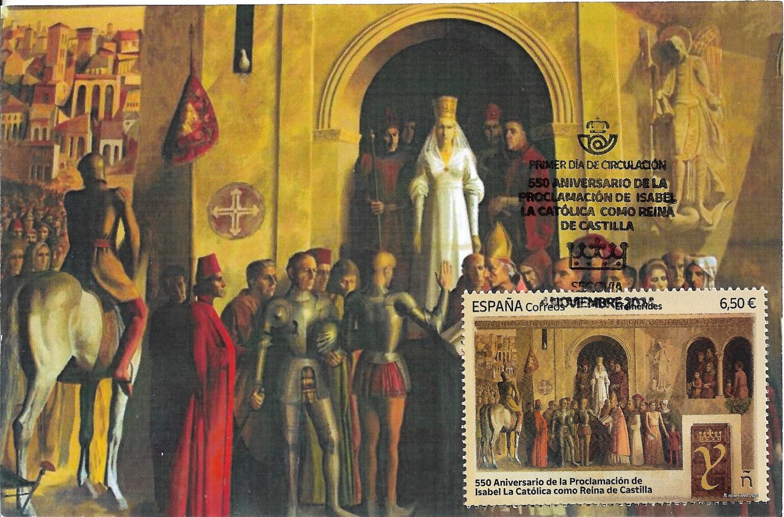 TARJETA MAXIMA 550 ANIVERSARIO PROCLAMACION DE ISABEL LA CATOLICA – Asfiza